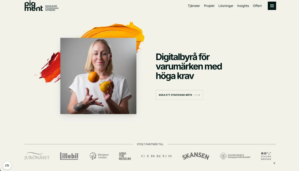 Pigment.se startsida - Skärmavbild 26 augusti 2026