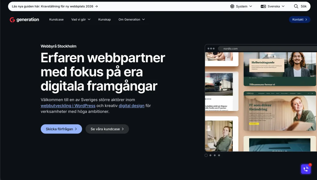 Thegeneration.se startsida - Skärmavbild 26 augusti 2026